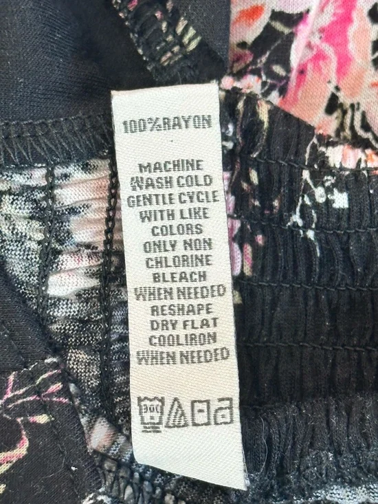 American Rag Handkerchief Dress Womens Small Floral Black Smocked Cottagecore - Picture 9 of 9